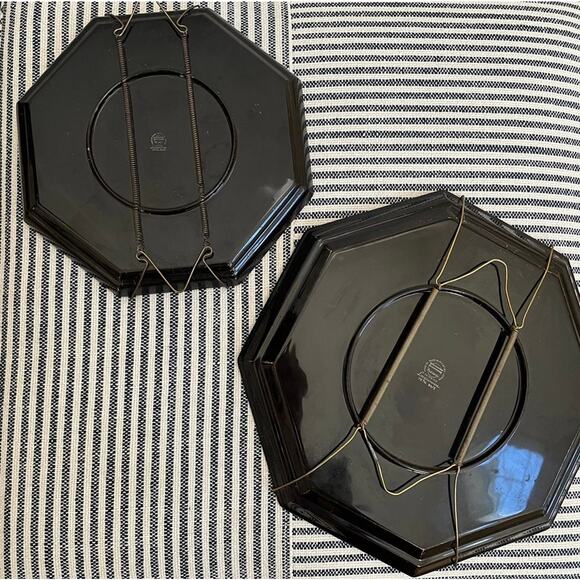 Maruni Lacquerware Mother of Pearl Inlay Occupied Japan Metal Plates Set - Picture 10 of 12